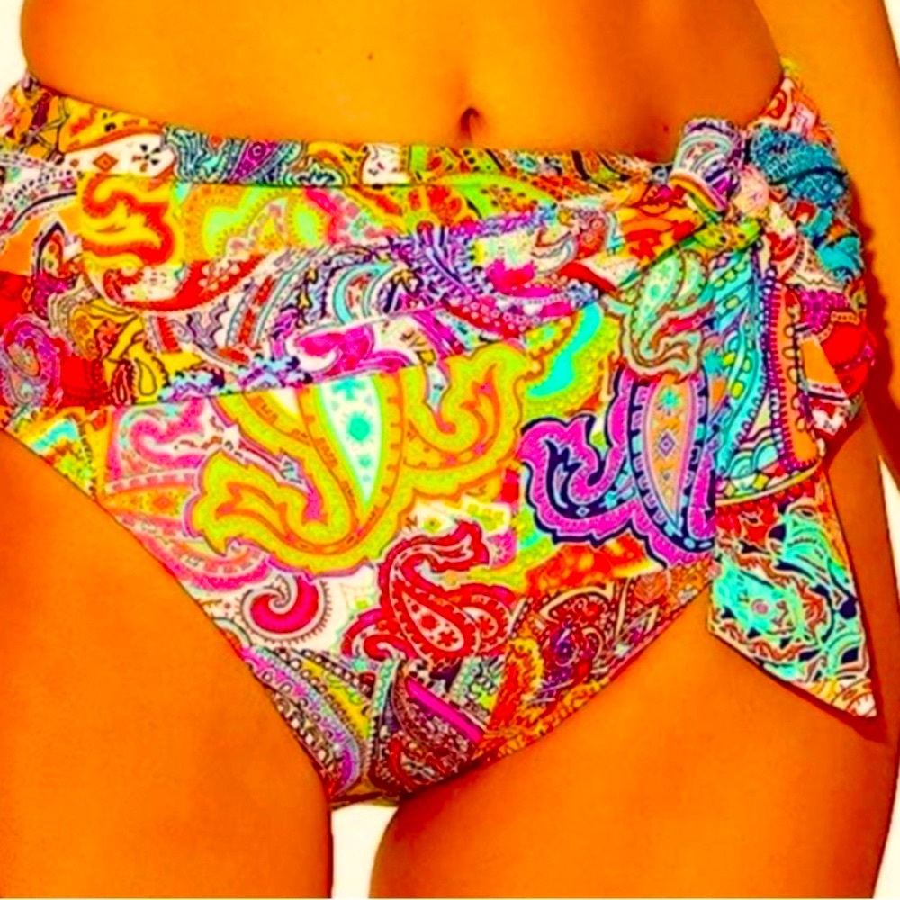 💙BLEU ROD BEATTIE BOHEMIAN PARADISE HIGH WAIST BIKINI 👙 BOTTOM SIZE 4 New w tags